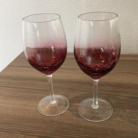 Pier 1 Imports Burgundy Crackle Wine Glasses